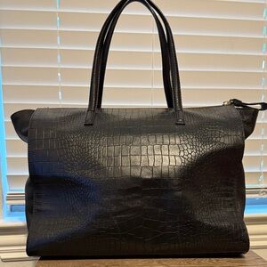 Kenneth Cole Black Crocodile-Embossed Tote